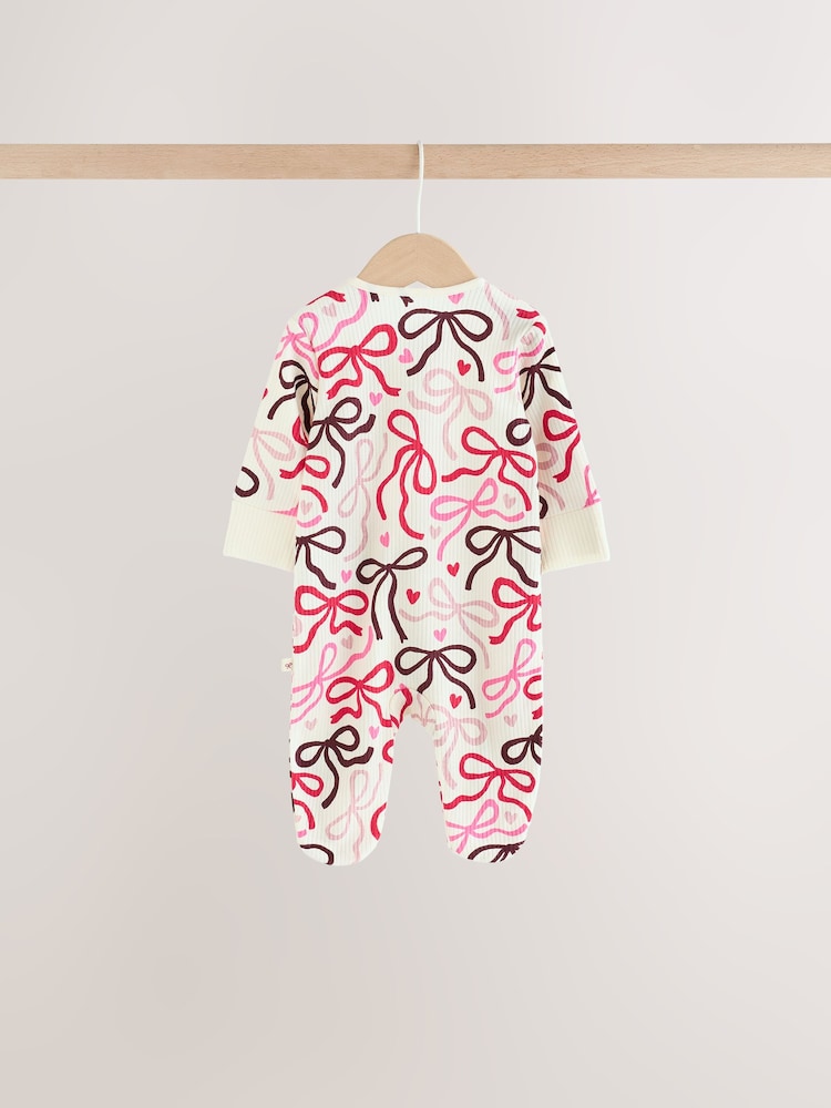 Berry Bow Two Way Zip Baby Sleepsuits 4 Pack (0mths-3yrs)