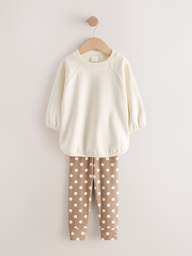 Cream Spot Sweatshirt and Leggings Set (3mths-7yrs) - Cream Spot / 12-18 Months (80-86cm)