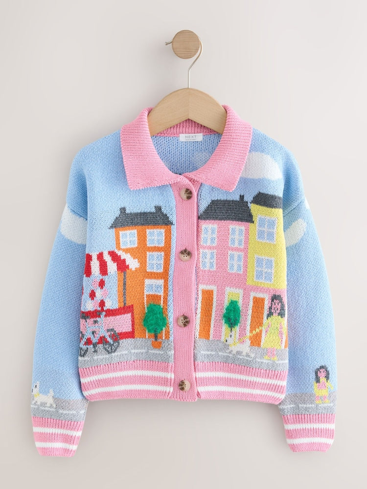 Pink Collared Cardigan (3-16yrs) - Size 3 Years (98cm) - Pink