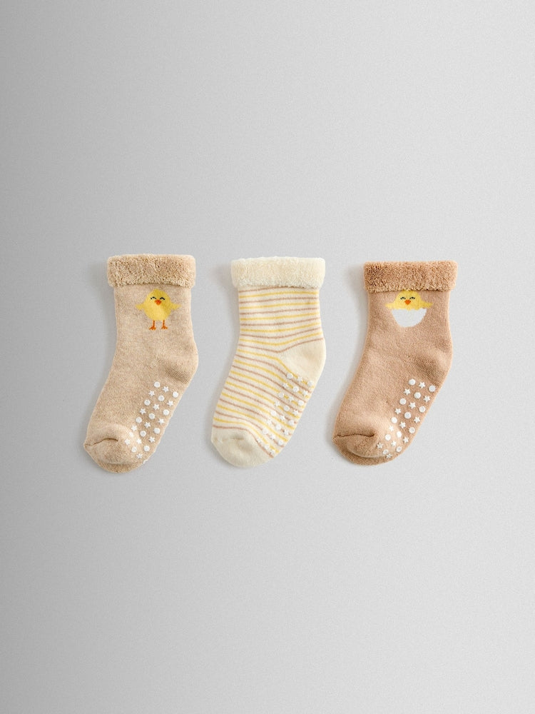 JoJo Maman Bébé Light Brown 3-Pack Baby Chick Sock