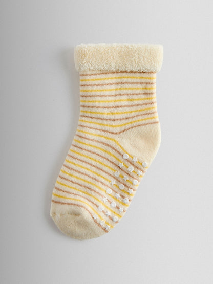 JoJo Maman Bébé Light Brown 3-Pack Baby Chick Sock - Size Newborn