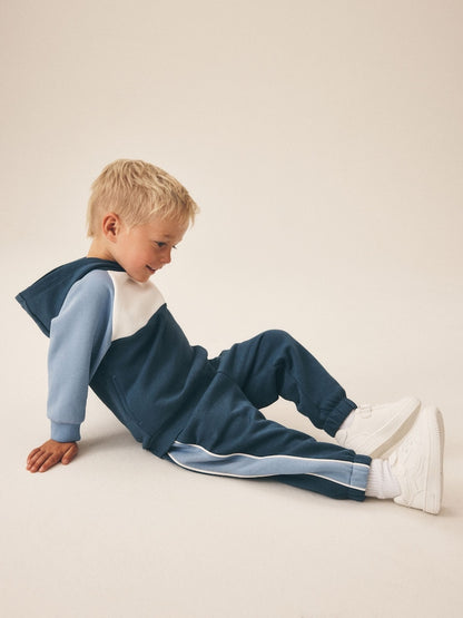 Blue Colour Block Hoodie and Joggers Set (3mths-7yrs)