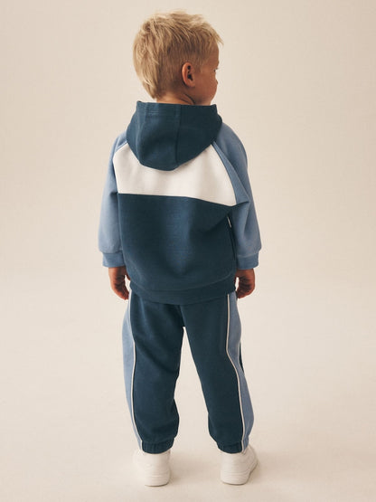 Blue Colour Block Hoodie and Joggers Set (3mths-7yrs)