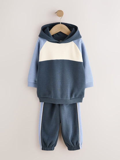 Blue Colour Block Hoodie and Joggers Set (3mths-7yrs)