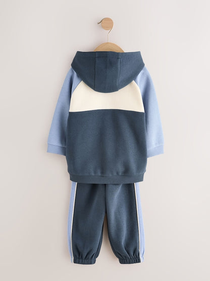 Blue Colour Block Hoodie and Joggers Set (3mths-7yrs)