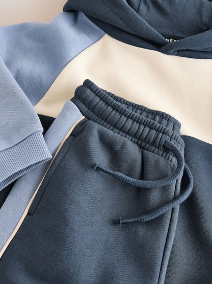 Blue Colour Block Hoodie and Joggers Set (3mths-7yrs)