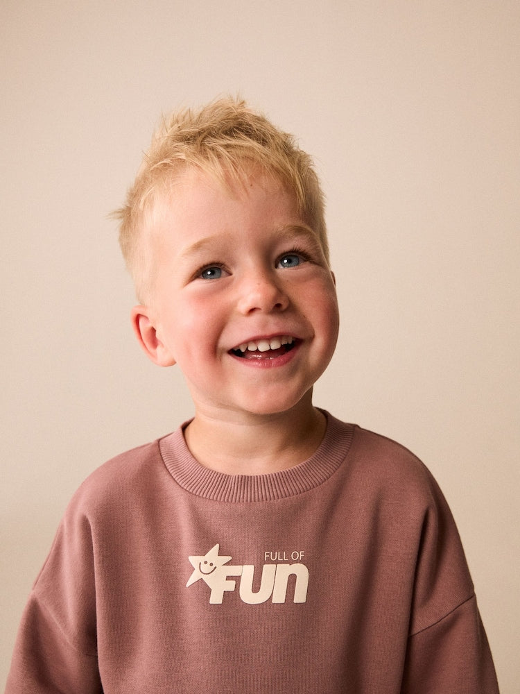 Mauve Purple Printed Crew Neck Sweat Top (3mths-7yrs)