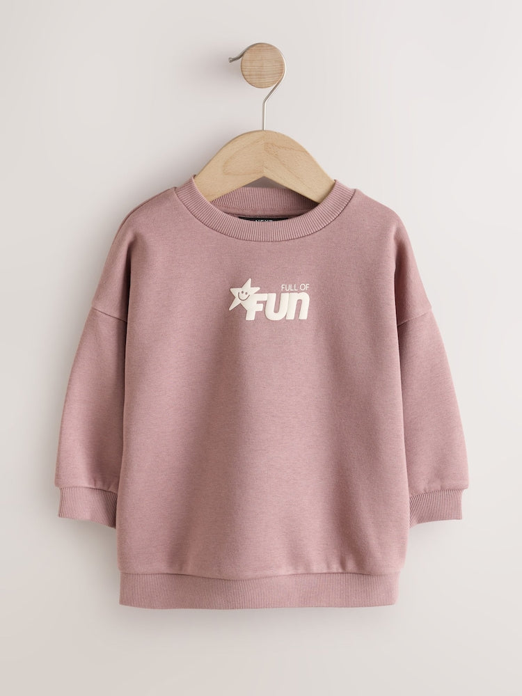Mauve Purple Printed Crew Neck Sweat Top (3mths-7yrs)