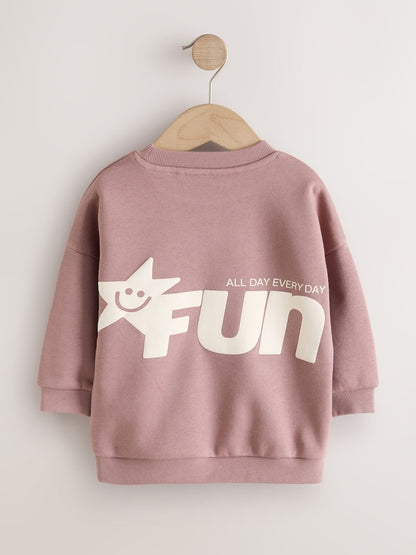Mauve Purple Printed Crew Neck Sweat Top (3mths-7yrs)