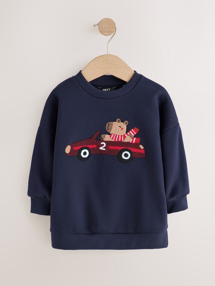 Navy Capybara Printed Crew Neck Sweat Top (3mths-7yrs) - 12-18 Months (80-86cm)