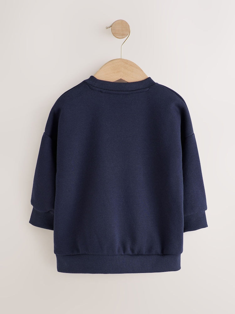 Navy Capybara Printed Crew Neck Sweat Top (3mths-7yrs)
