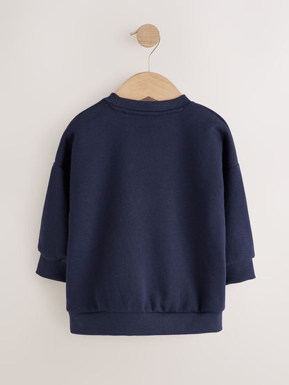 Navy Capybara Printed Crew Neck Sweat Top (3mths-7yrs)