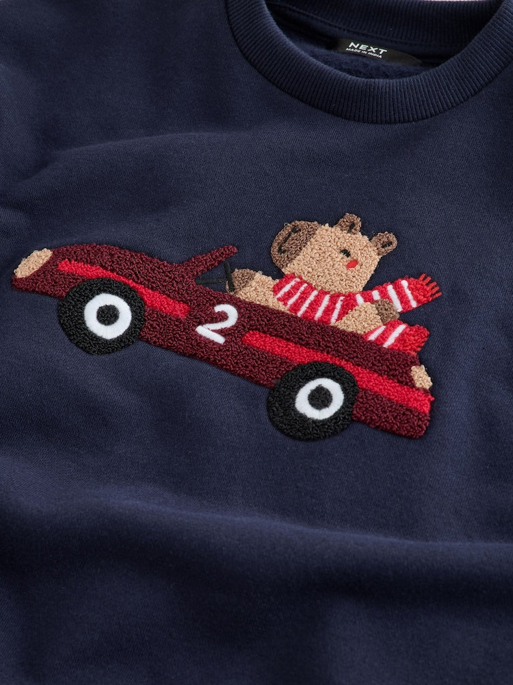 Navy Capybara Printed Crew Neck Sweat Top (3mths-7yrs)