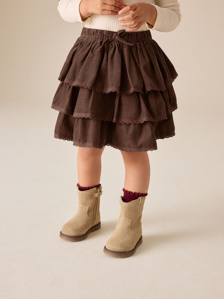 Chocolate Brown Cord Pullon Rara Skirt (3mths-7yrs) - 12-18 Months (80-86cm)