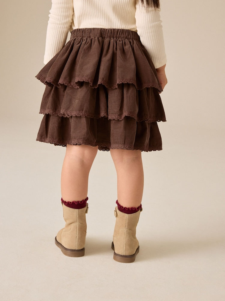 Chocolate Brown Cord Pullon Rara Skirt (3mths-7yrs)