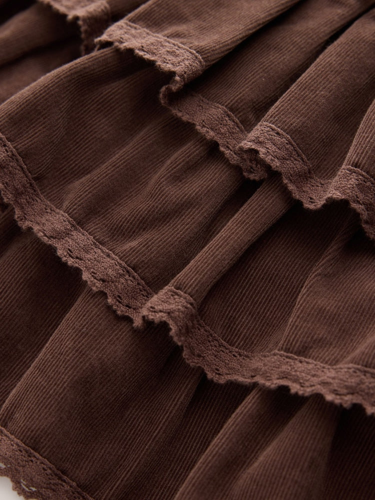 Chocolate Brown Cord Pullon Rara Skirt (3mths-7yrs)