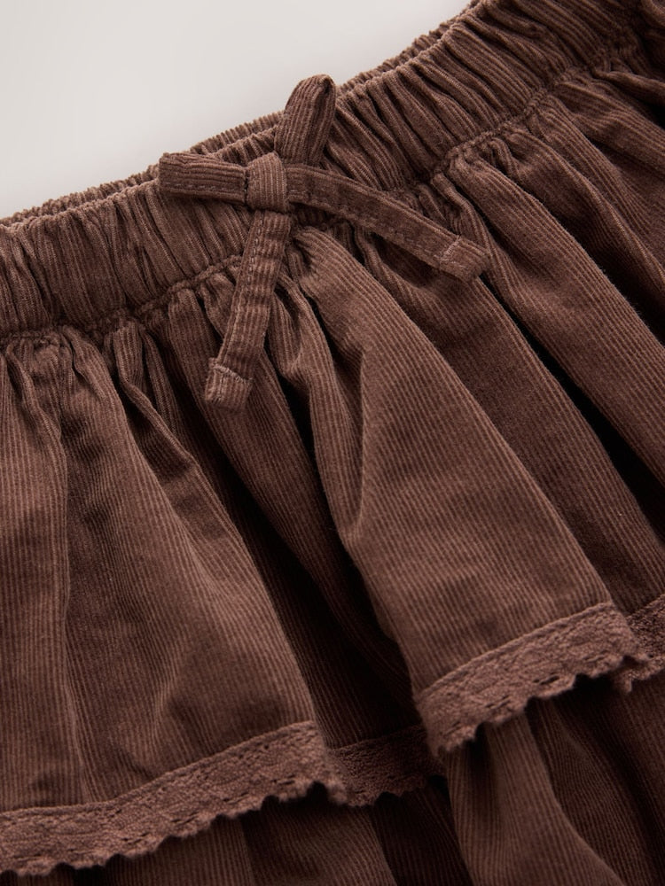 Chocolate Brown Cord Pullon Rara Skirt (3mths-7yrs)