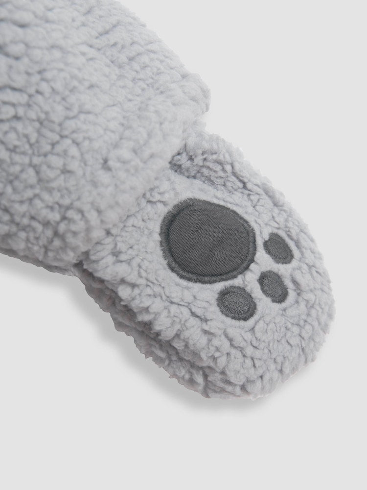 JoJo Maman Bébé Grey Koala Cosy Borg Character Pramsuit - Size Newborn