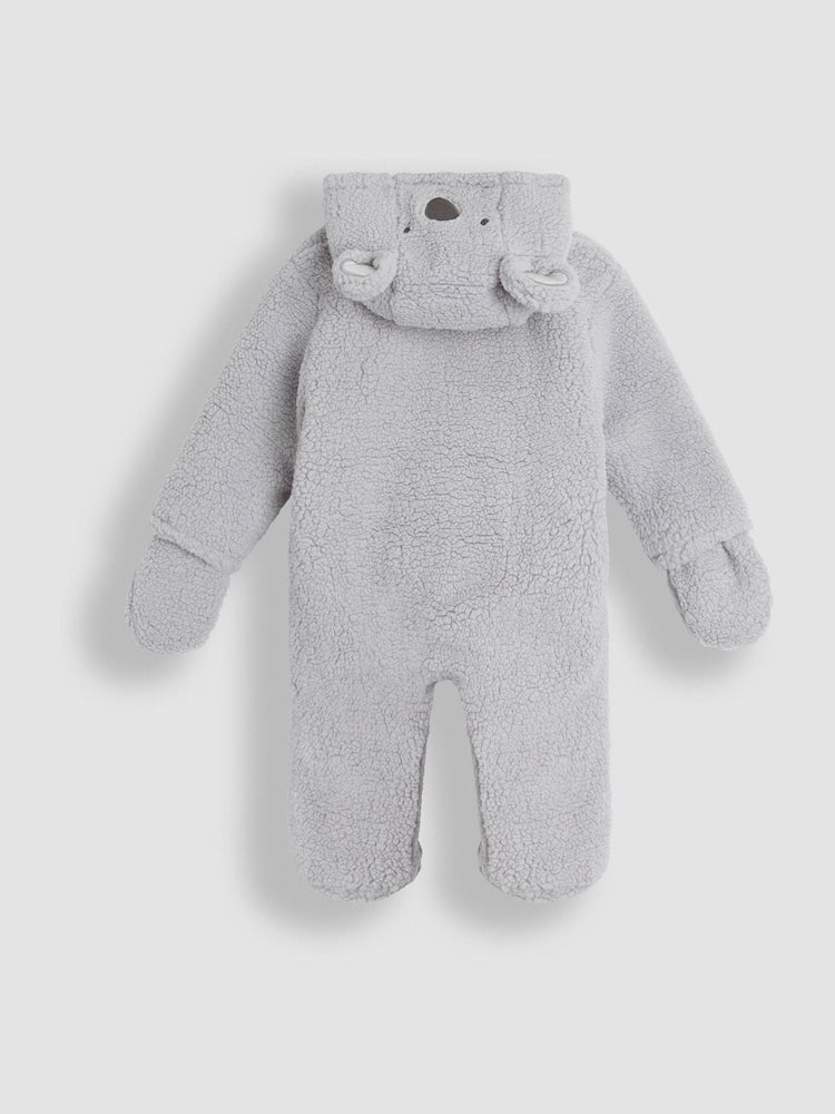 JoJo Maman Bébé Grey Koala Cosy Borg Character Pramsuit - Size Newborn
