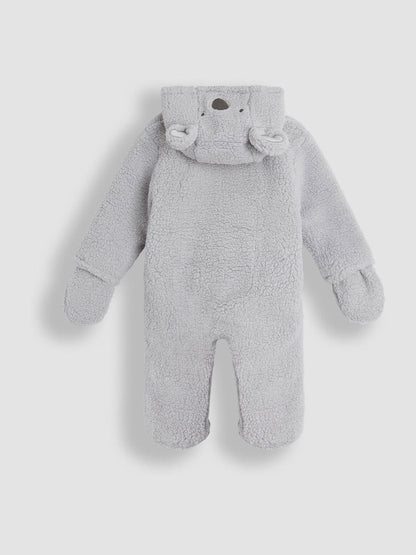 JoJo Maman Bébé Grey Koala Cosy Borg Character Pramsuit - Size Newborn
