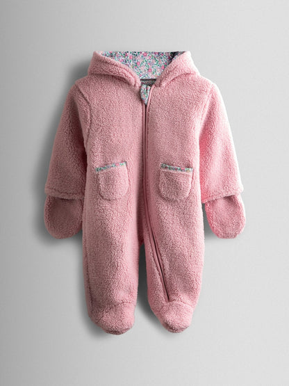 JoJo Maman Bébé Pink Mouse Cosy Borg Character Pramsuit - Size Newborn - Pink Mouse
