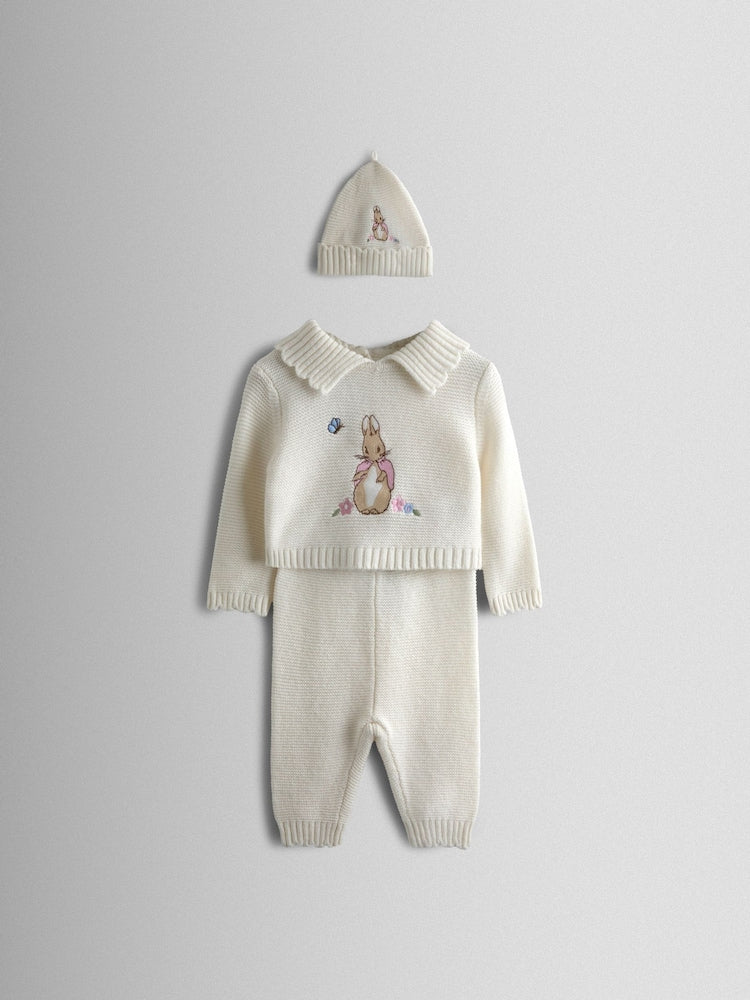 JoJo Maman Bébé Cream Knit 3-Piece Set - Up To 3 Months (50 - 62cm)