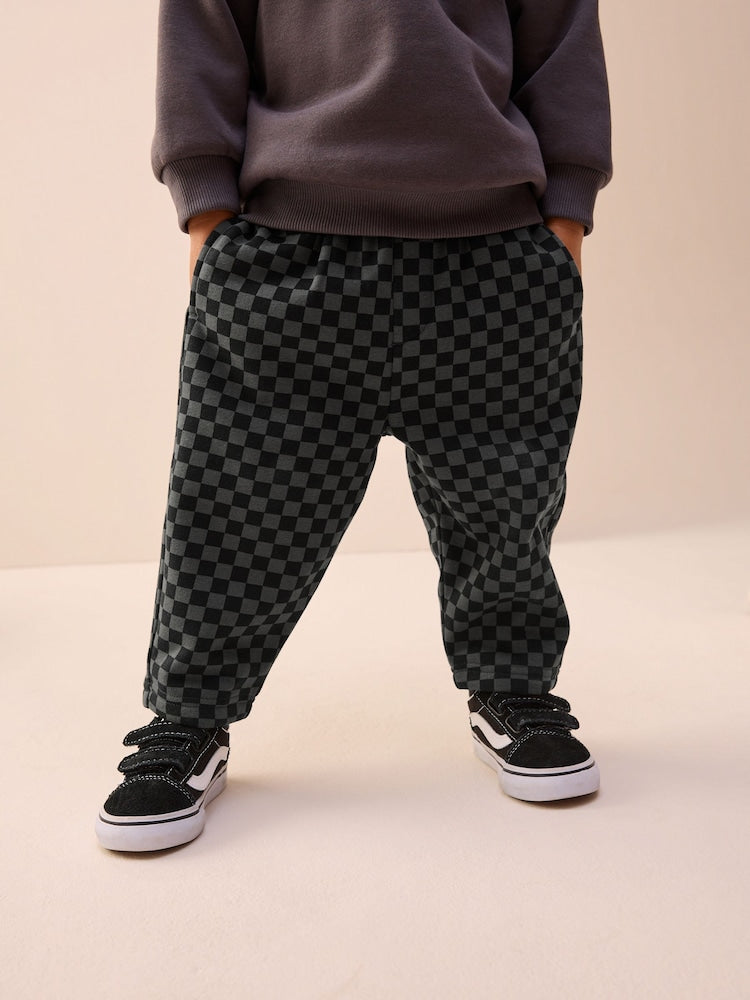 Mono Checkerboard Single Wide Leg Jersey Joggers (3mths-7yrs) - Size 3-6 Months (62-68cm) - Mono Checkerboard Single Wide Leg Jersey