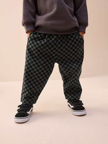 Mono Checkerboard Single Wide Leg Jersey Joggers (3mths-7yrs) - Size 3-6 Months (62-68cm) - Mono Checkerboard Single Wide Leg Jersey