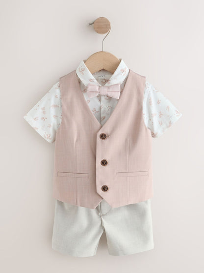 Pink Waistcoat, Shirt, Shorts &amp; Tie Set (3mths-9yrs)
