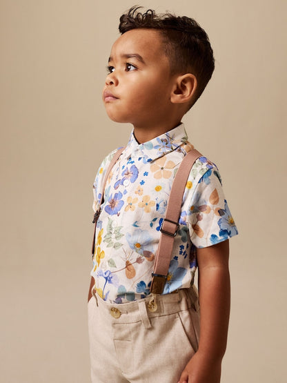 Floral Printed Shirt Short &amp; Braces Set (3mths-9yrs)