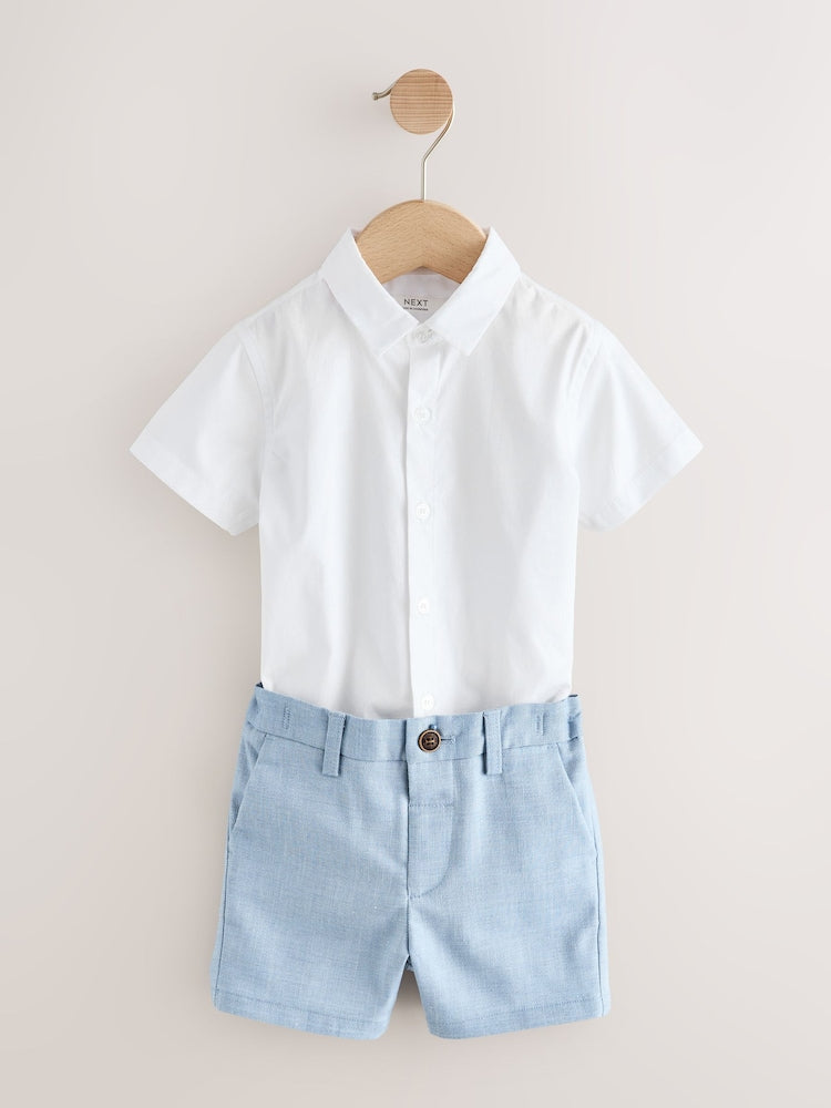 Blue Waistcoat, Shirt, Shorts &amp; Tie Set (3mths-9yrs)