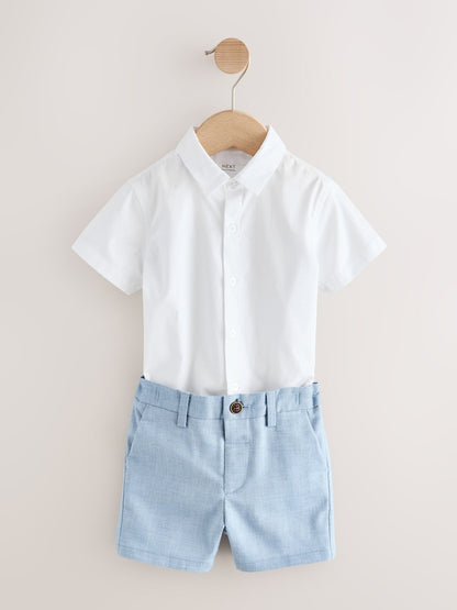Blue Waistcoat, Shirt, Shorts &amp; Tie Set (3mths-9yrs)