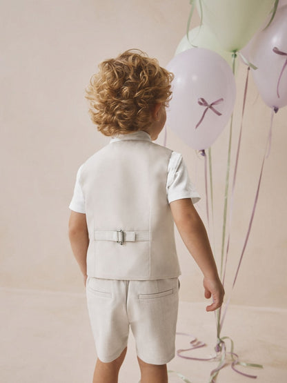 Neutral Waistcoat, Shirt, Shorts &amp; Tie Set (3mths-9yrs)