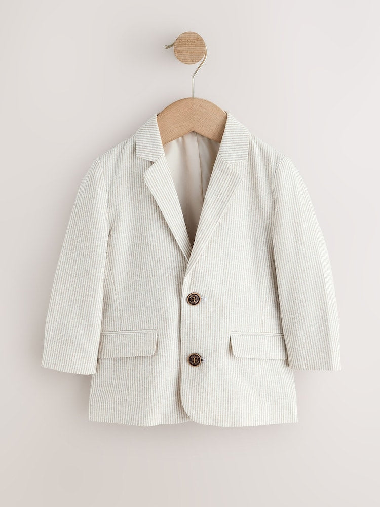 Neutral Stripe Linen Blend Blazer (3mths-9yrs)