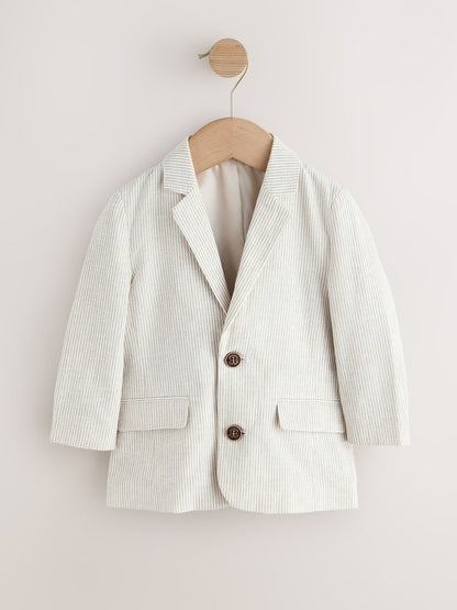 Neutral Stripe Linen Blend Blazer (3mths-9yrs) - 7 - 8 Years (122 - 128cm)