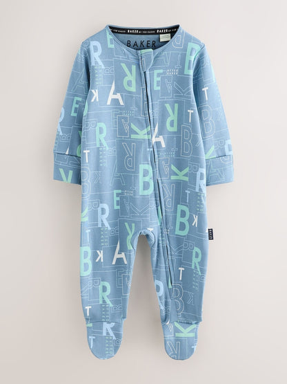 Baker by Ted Baker Blue/Green Baker by Ted Baker 3 Pack Sleepsuits