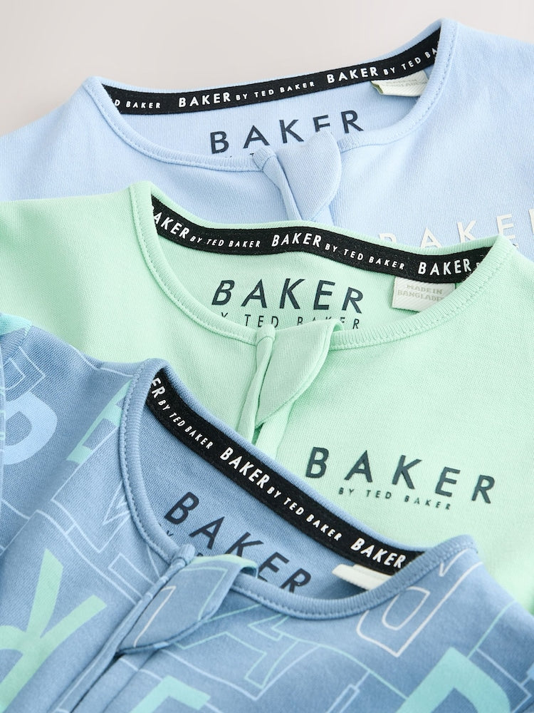 Baker by Ted Baker Blue/Green Baker by Ted Baker 3 Pack Sleepsuits