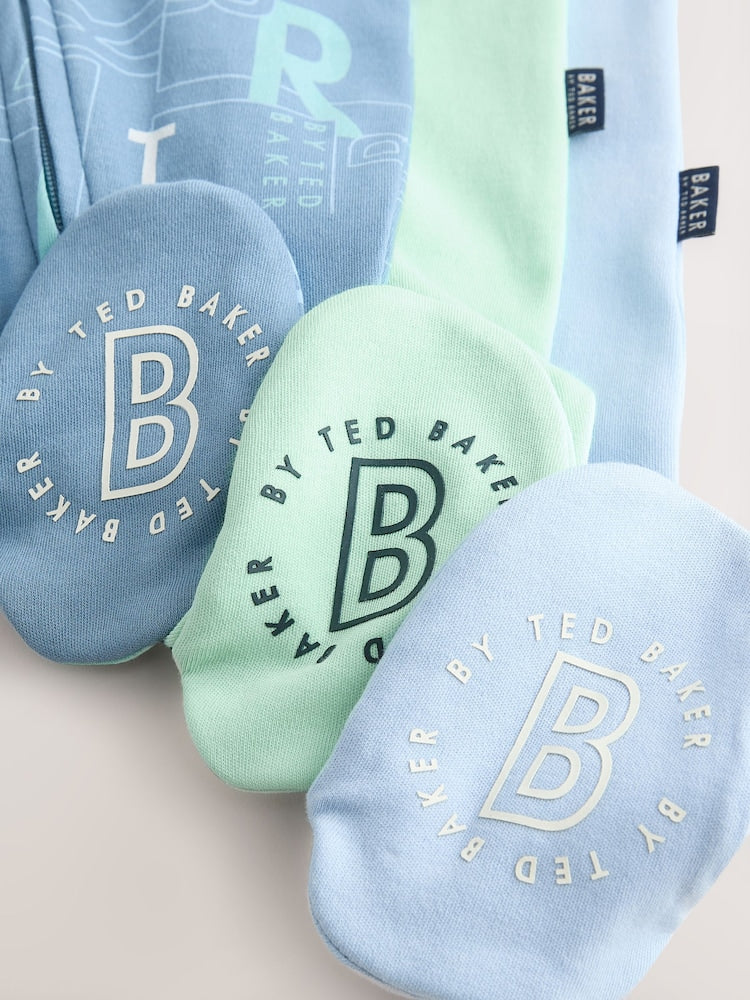 Baker by Ted Baker Blue/Green Baker by Ted Baker 3 Pack Sleepsuits