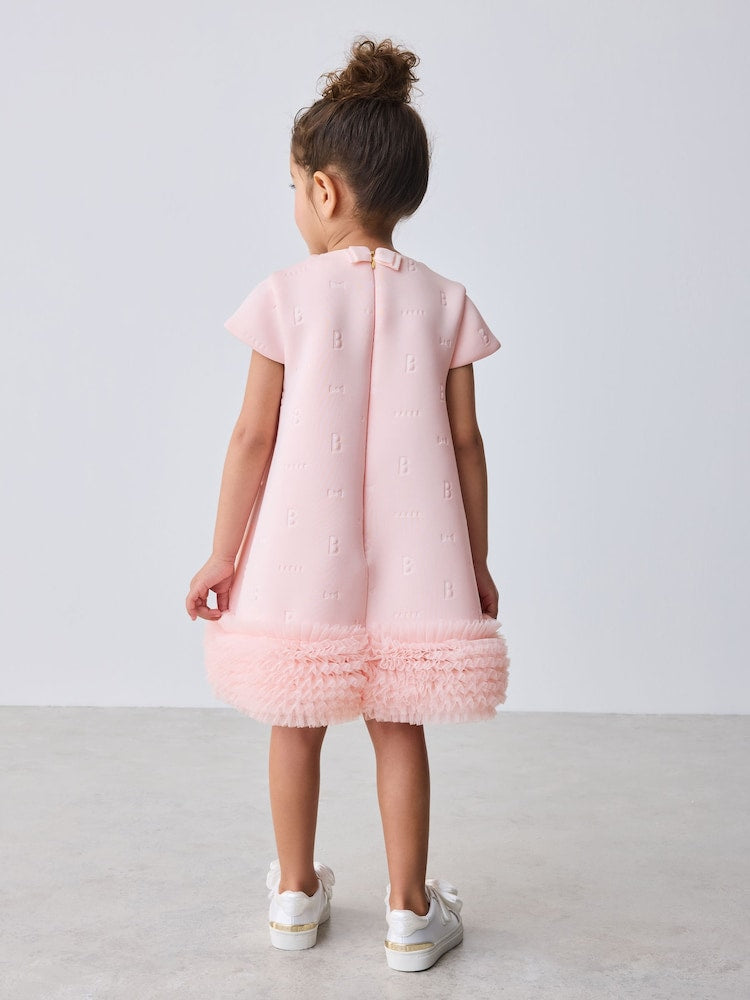 Baker by Ted Baker Pink Mesh Hem A-Line Scuba Dress