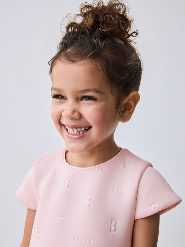 Baker by Ted Baker Pink Mesh Hem A-Line Scuba Dress