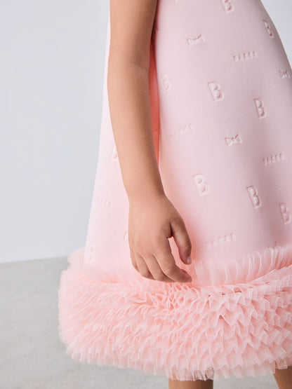 Baker by Ted Baker Pink Mesh Hem A-Line Scuba Dress