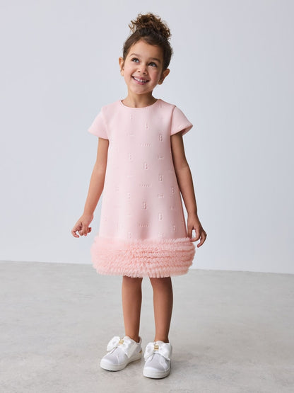 Baker by Ted Baker Pink Mesh Hem A-Line Scuba Dress