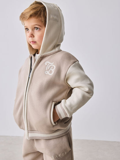 Baker by Ted Baker Stone 3 Piece Varsity Hoodie T-Shirt and Joggers Set