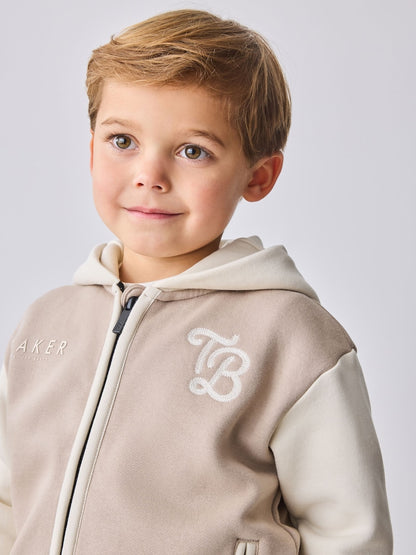 Baker by Ted Baker Stone 3 Piece Varsity Hoodie T-Shirt and Joggers Set