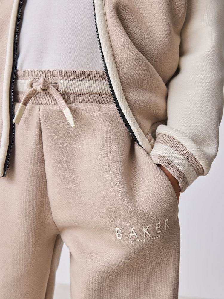 Baker by Ted Baker Stone 3 Piece Varsity Hoodie T-Shirt and Joggers Set