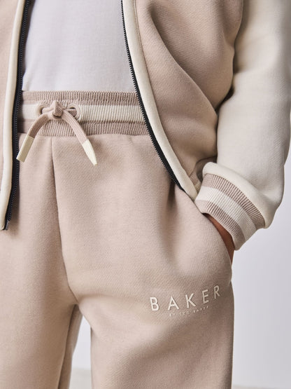 Baker by Ted Baker Stone 3 Piece Varsity Hoodie T-Shirt and Joggers Set