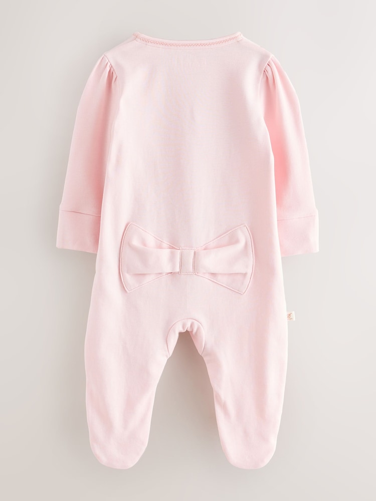 Baker by Ted Baker Pink Born In 2026 Ribbon Bow Sleepsuit