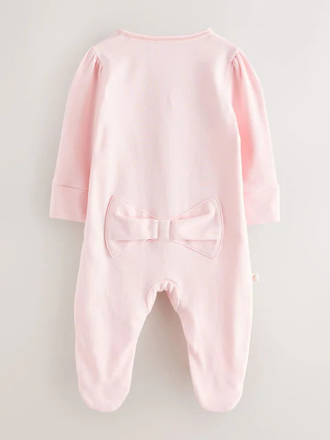 Baker by Ted Baker Pink Born In 2026 Ribbon Bow Sleepsuit