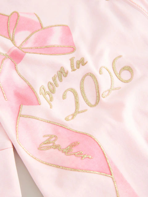 Baker by Ted Baker Pink Born In 2026 Ribbon Bow Sleepsuit
