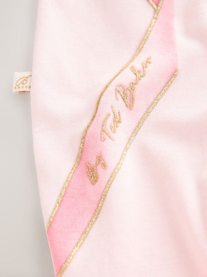 Baker by Ted Baker Pink Born In 2026 Ribbon Bow Sleepsuit
